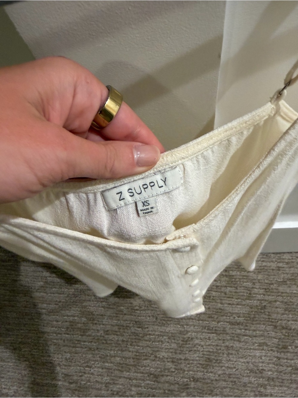 Z Supply Ivory Button-Front Ribbed Camisole - Picture 2 of 3
